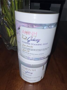 AMINNAH Galaxy Sugar Polish and Whipped foaming soap bundle.New